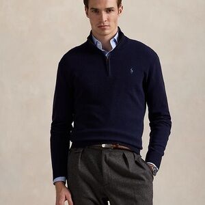 POLO Ralph Lauren 100% Merino Wool Navy Quarterzip